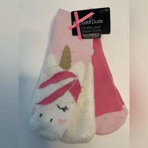 Cuddl Duds girls unicorn double layer slipper socks. New. Shoe size 4-10.